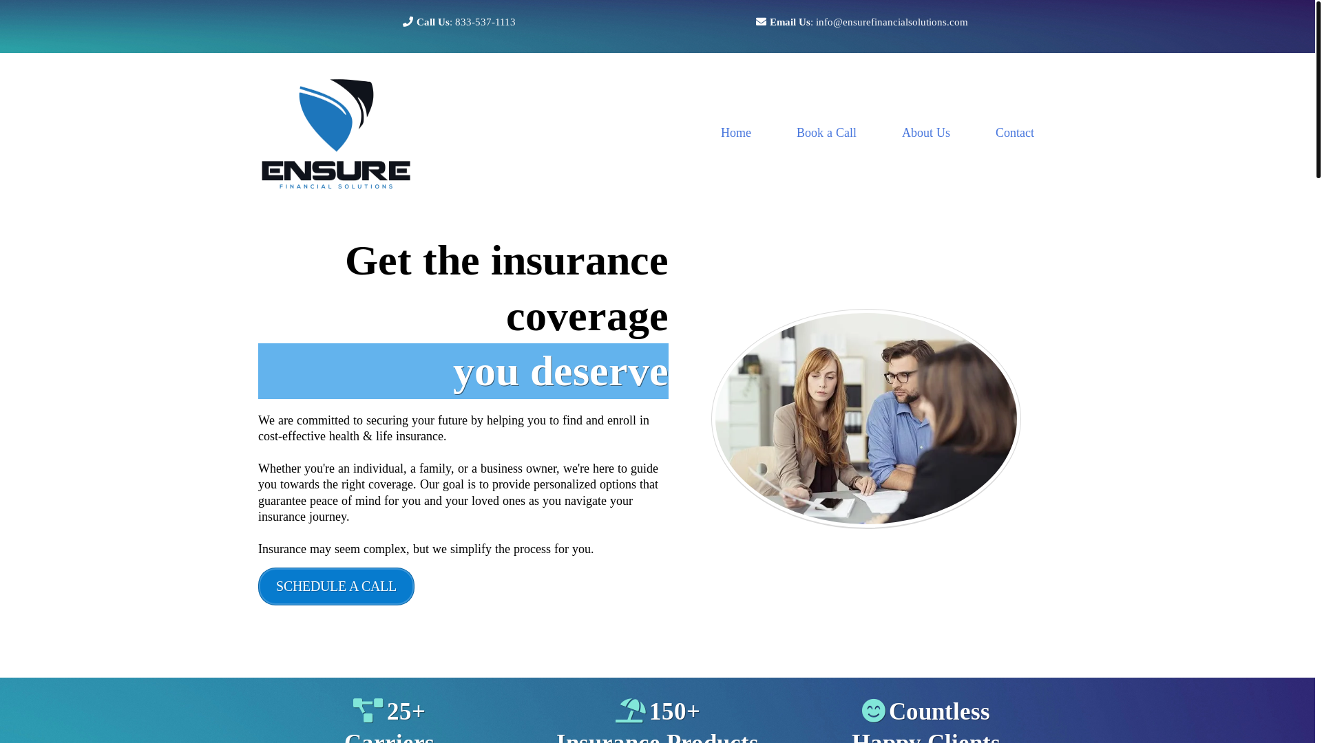 website screenshot of https://ensurefinancialllc.com/
