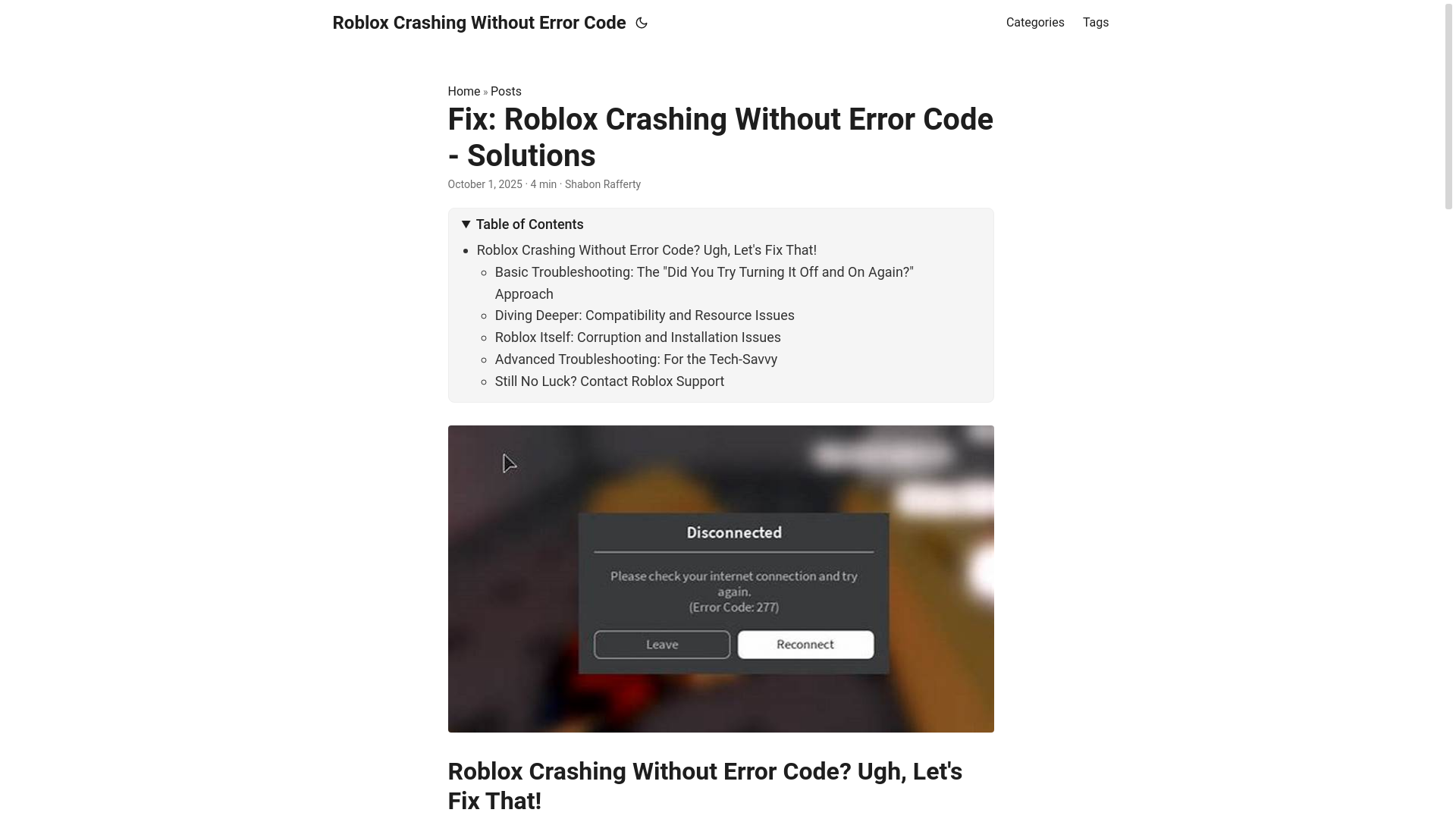 website screenshot of https://roblox-crashing-without-error-code.pages.dev/