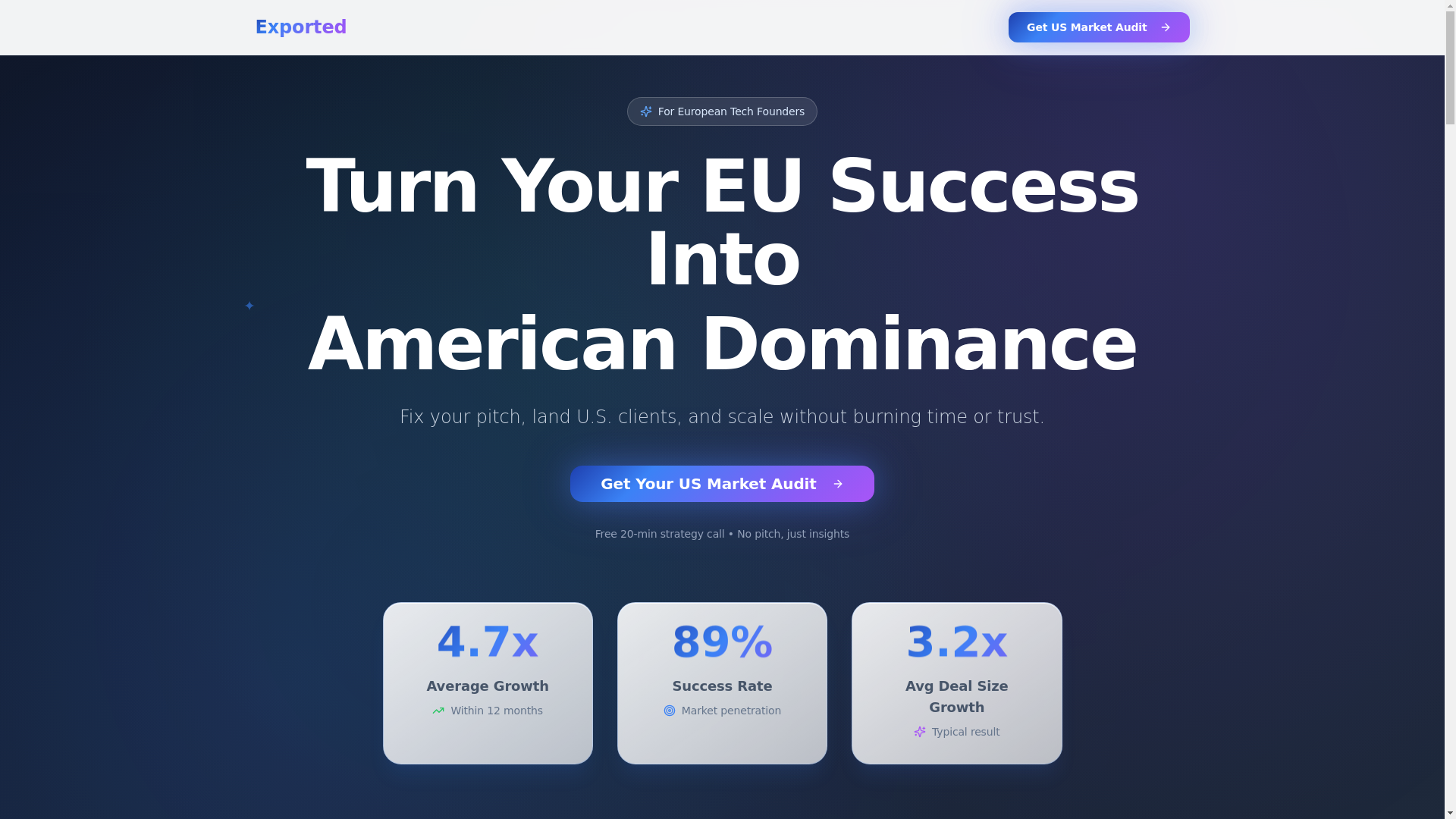 website screenshot of https://exported.io/