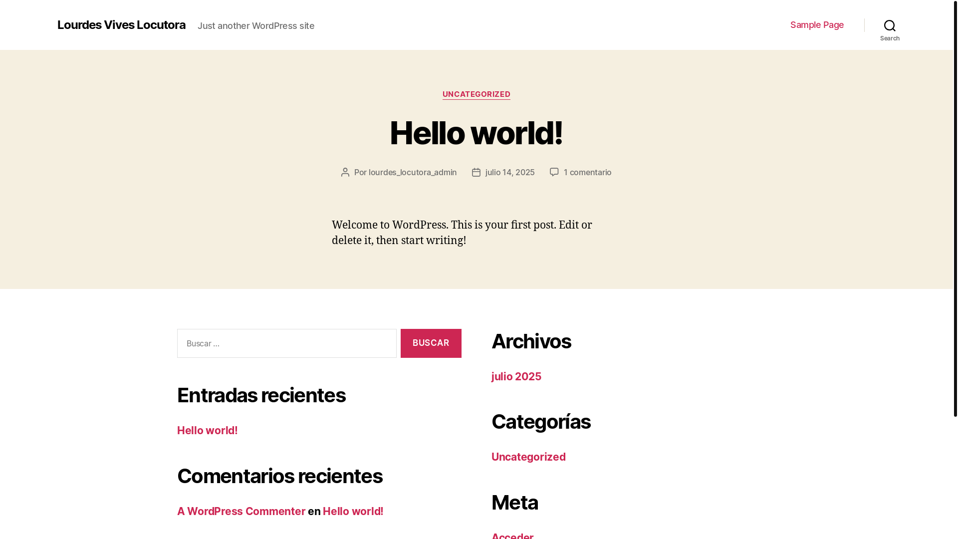 website screenshot of https://lourdesviveslocutora.com/