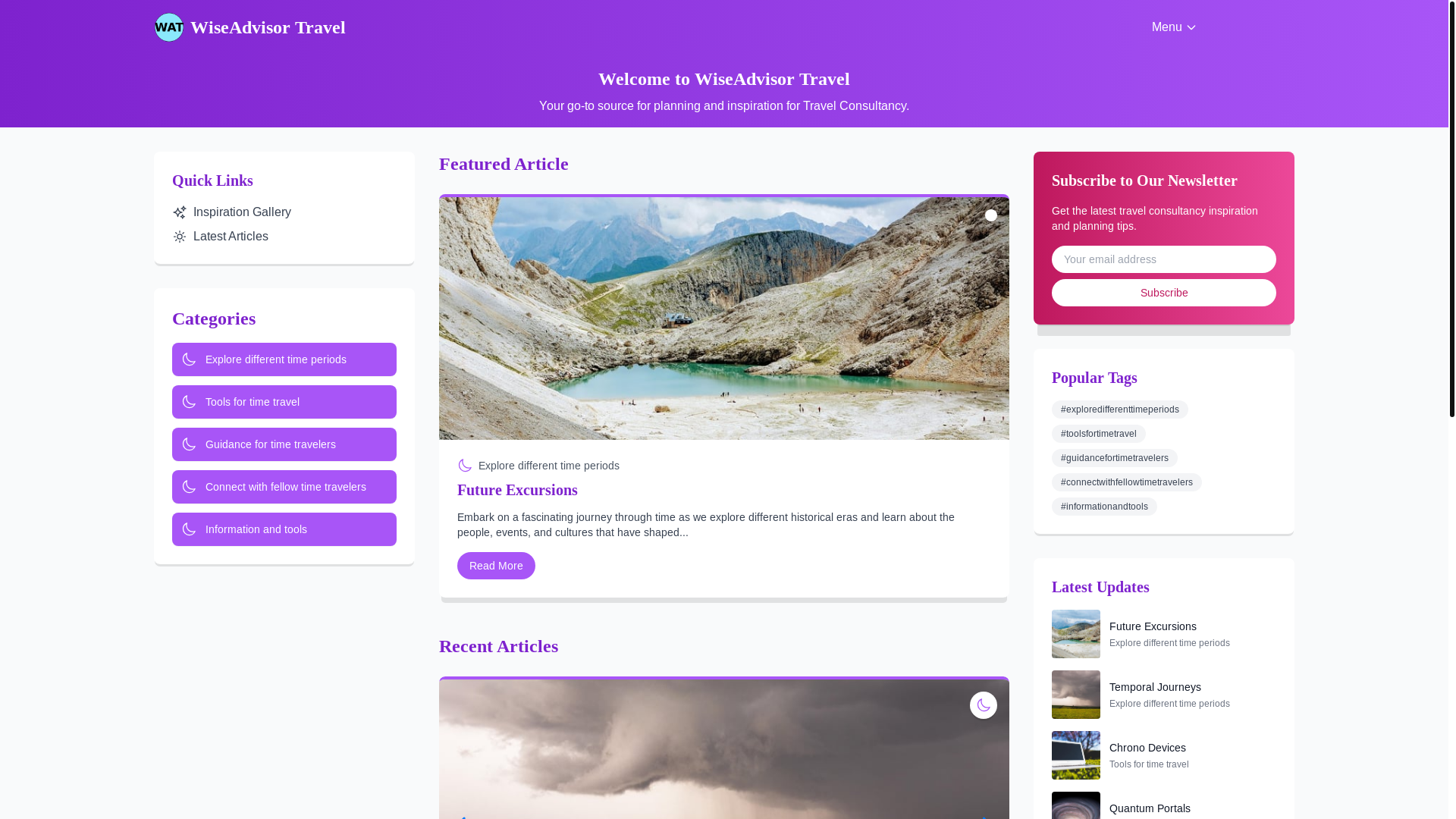 website screenshot of https://travelwiseadvisor.xyz/