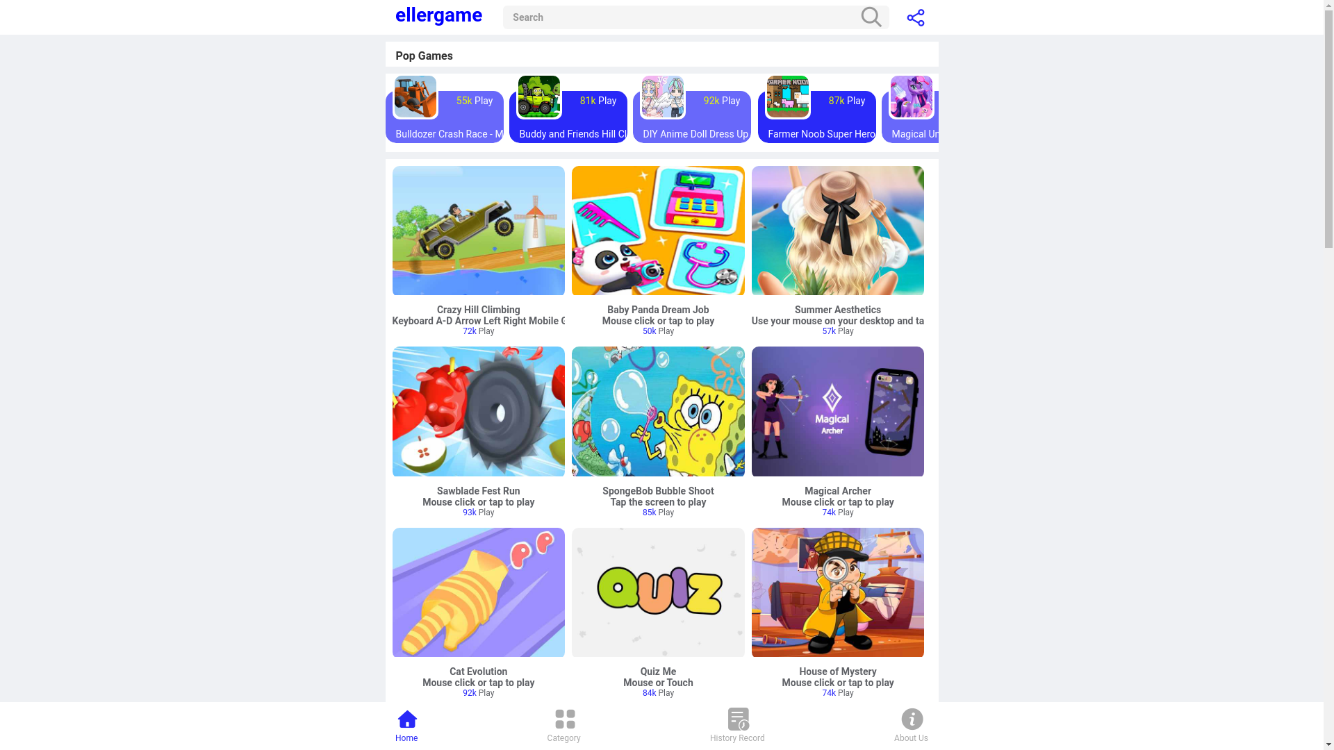 website screenshot of https://ellergame.top/