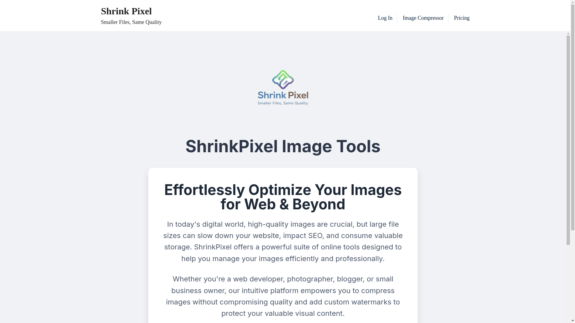 website screenshot of https://shrinkpixel.com/