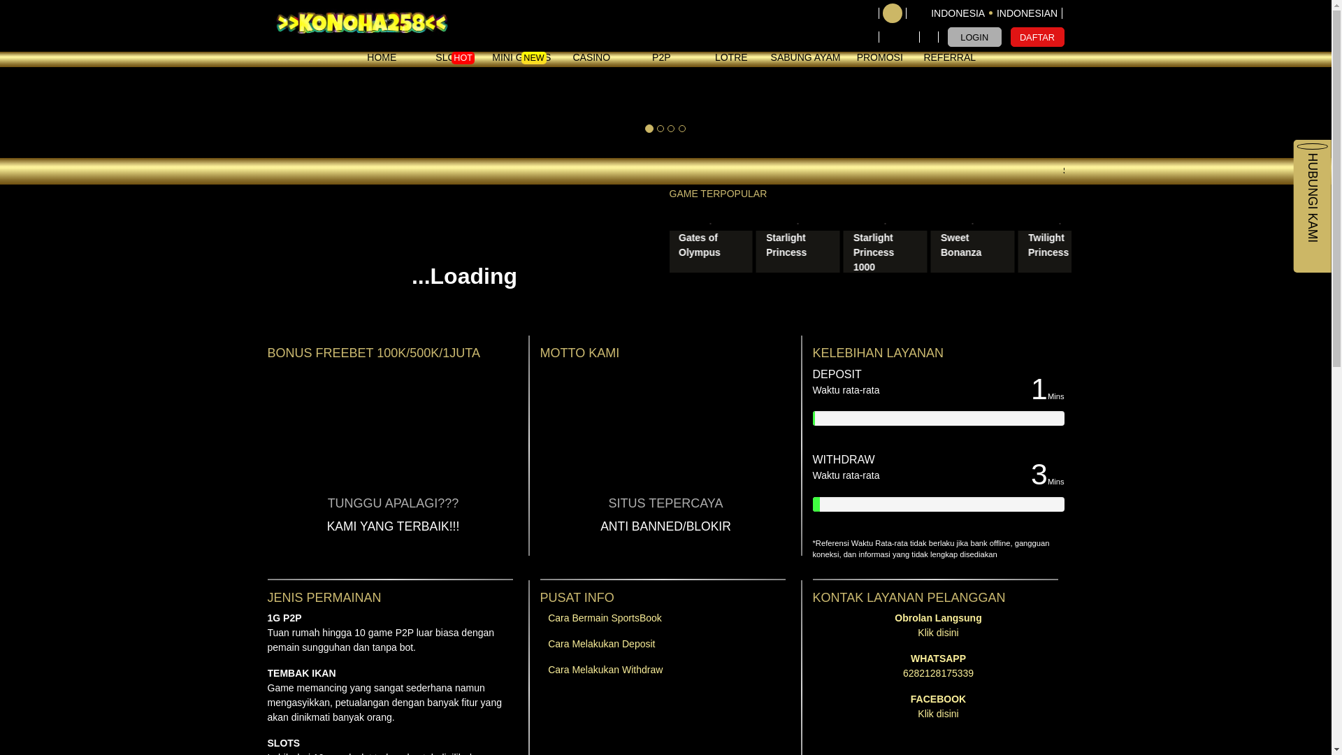 website screenshot of https://dewakonoha258.store/
