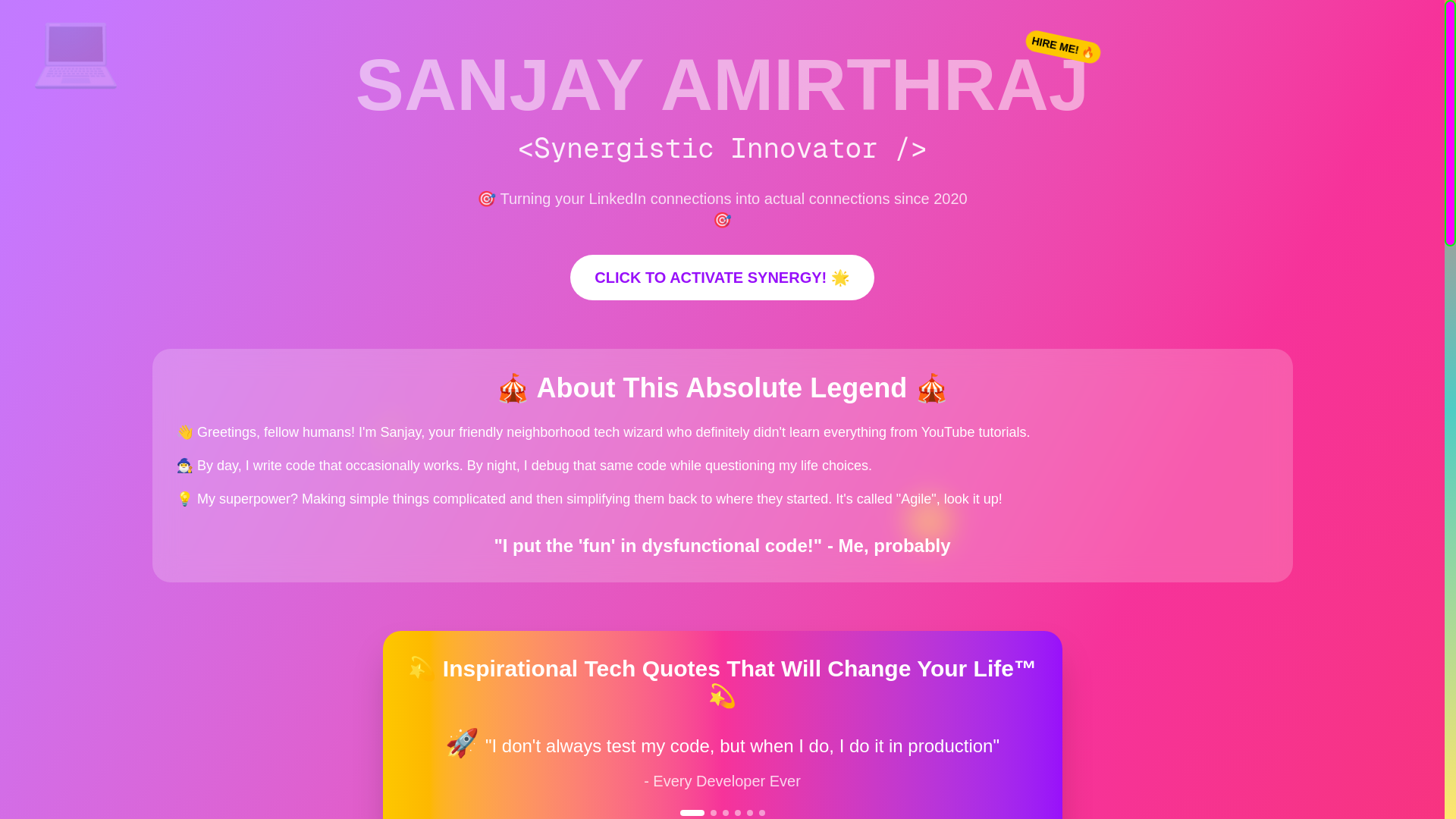 website screenshot of https://sanjayamirthraj.com/