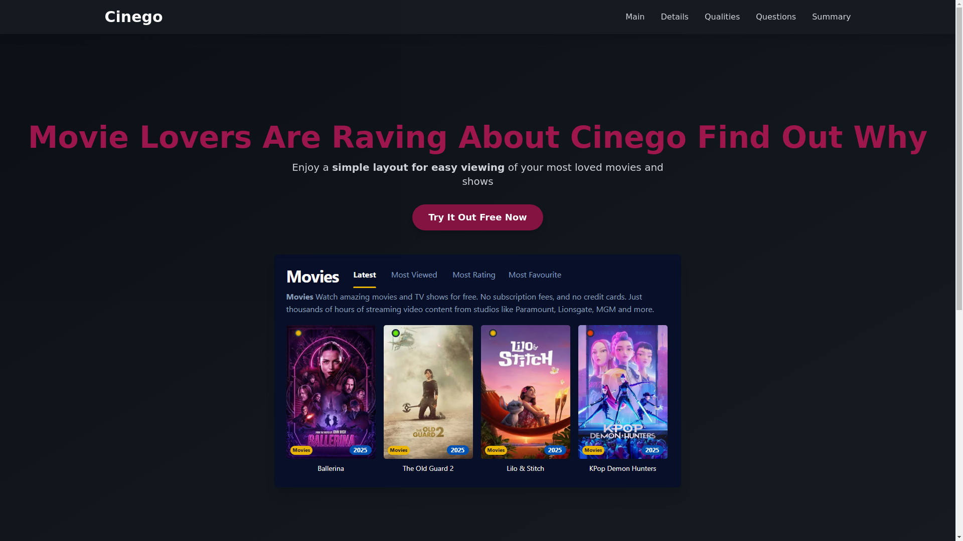 website screenshot of https://cinego-eot6.pages.dev/