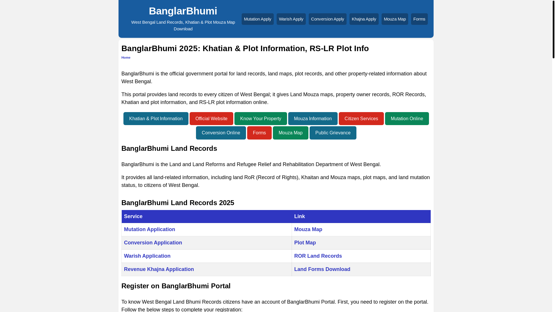 website screenshot of https://banglarbhumi.pages.dev/