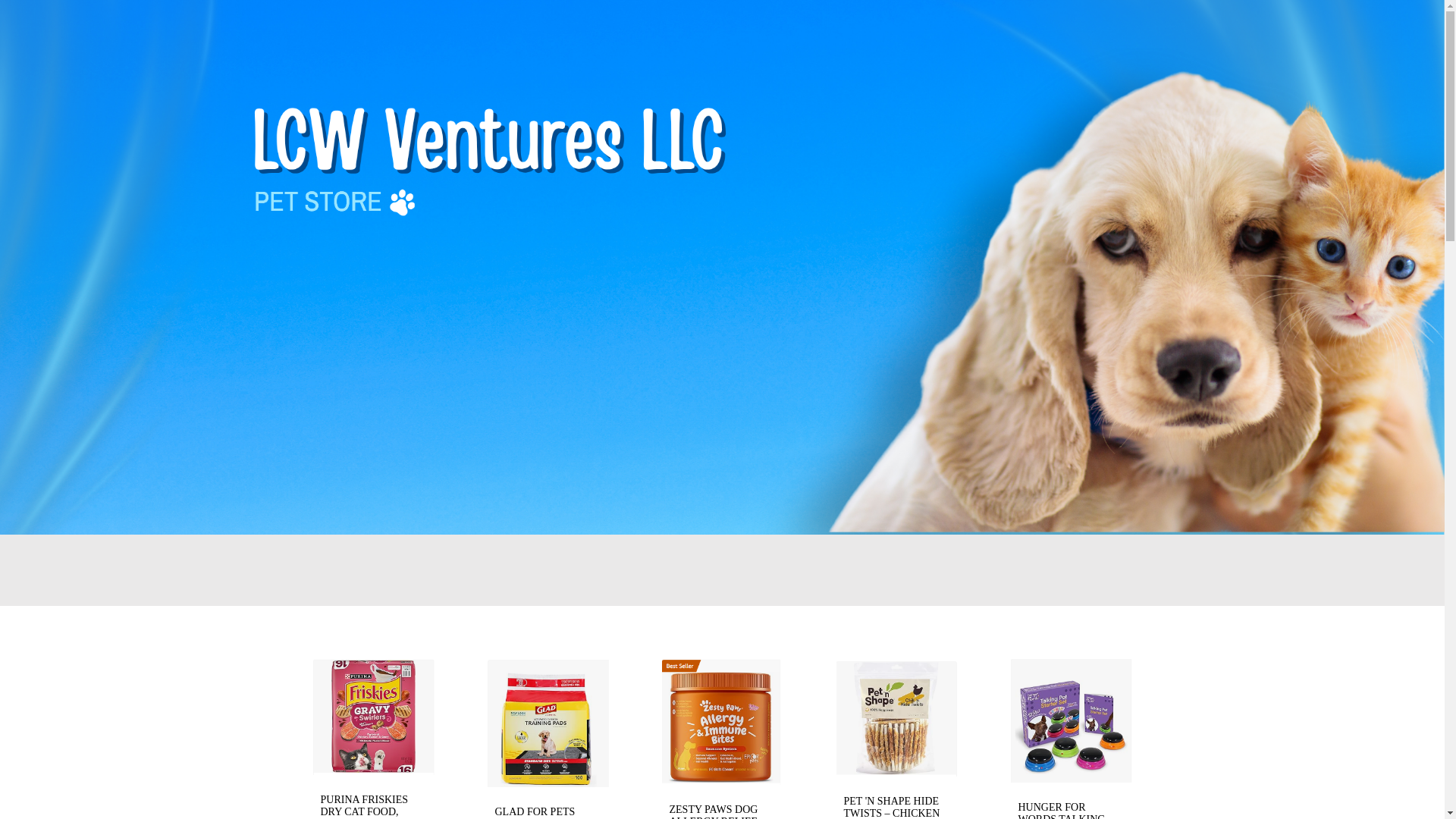 website screenshot of https://lcwventuresllcpetstore.com/