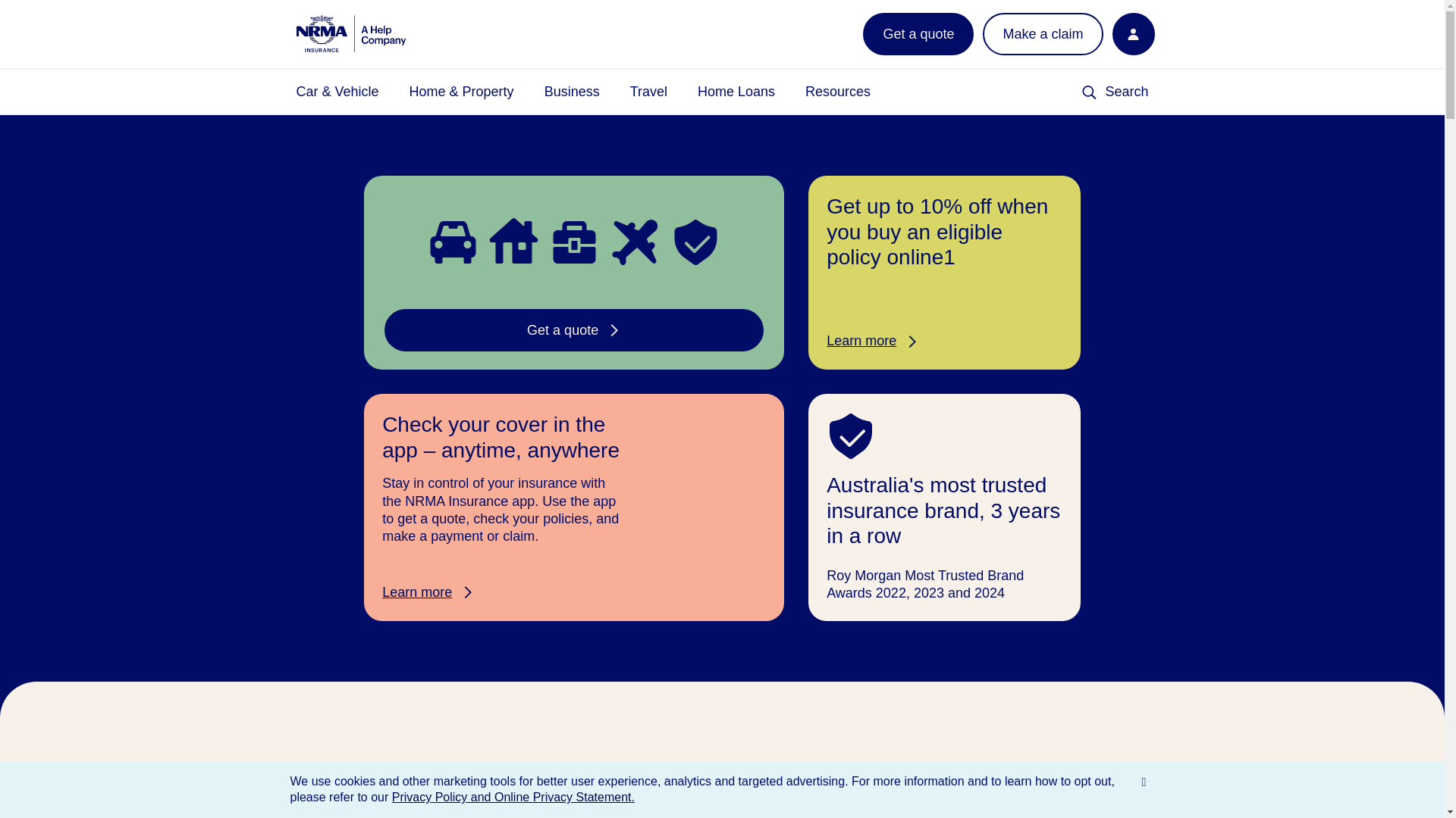 website screenshot of https://nrma.com.au/