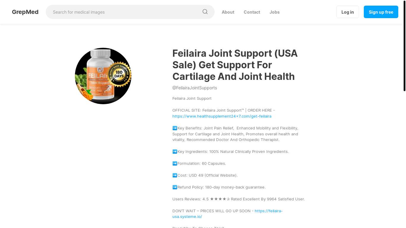 website screenshot of https://www.grepmed.com/FeilairaJointSupports