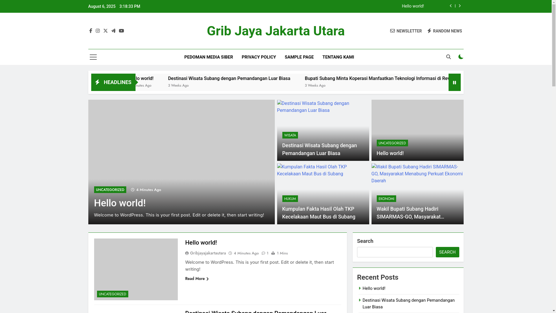 website screenshot of https://gribjayajakartautara.org/