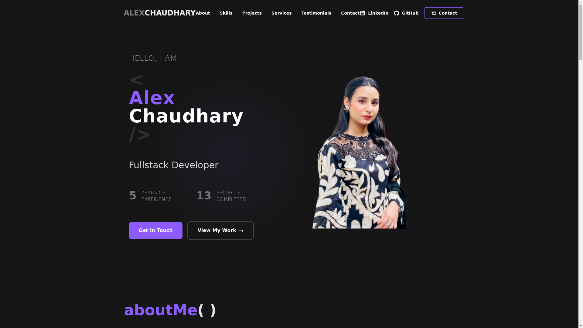 website screenshot of https://alexchaudhary.online/