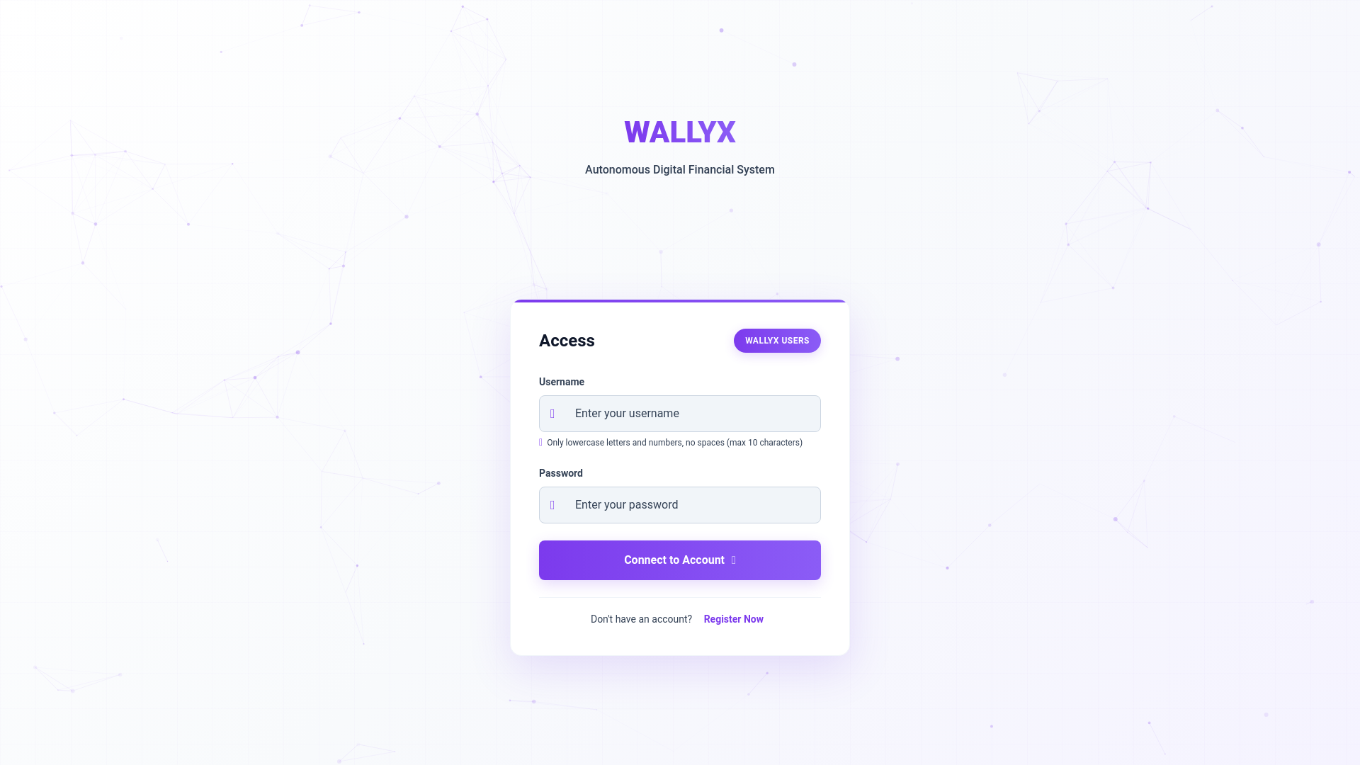 website screenshot of https://wallyx-nta.cloud/