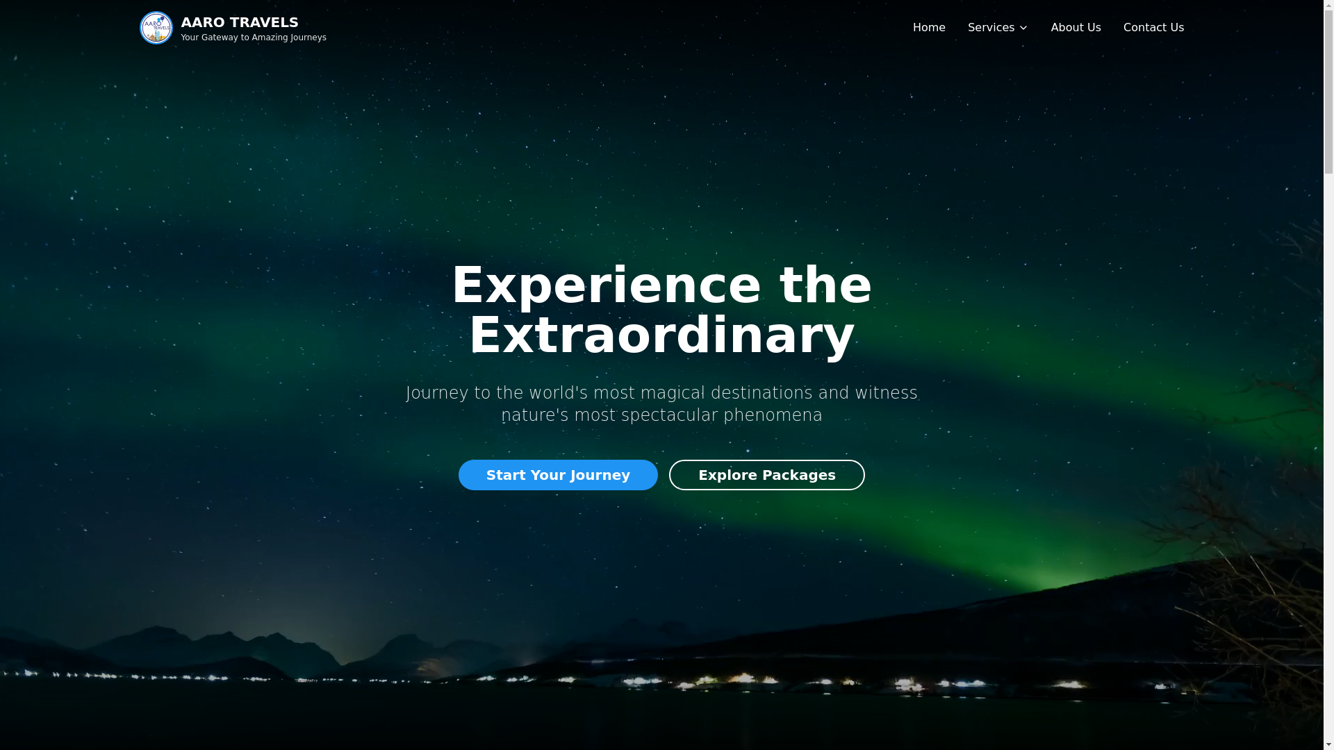 website screenshot of https://aarotravels.in/