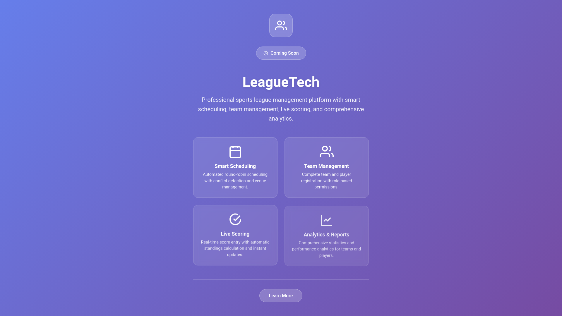 website screenshot of https://leaguetech.app/