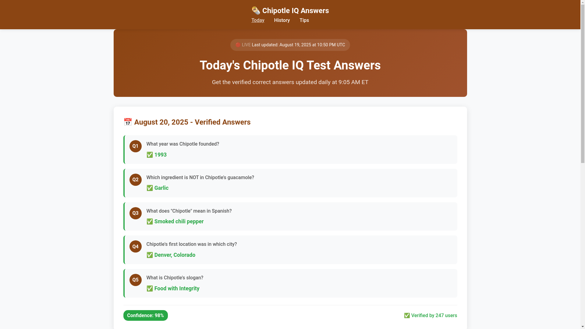 website screenshot of https://chipotle-iq-test.pages.dev/
