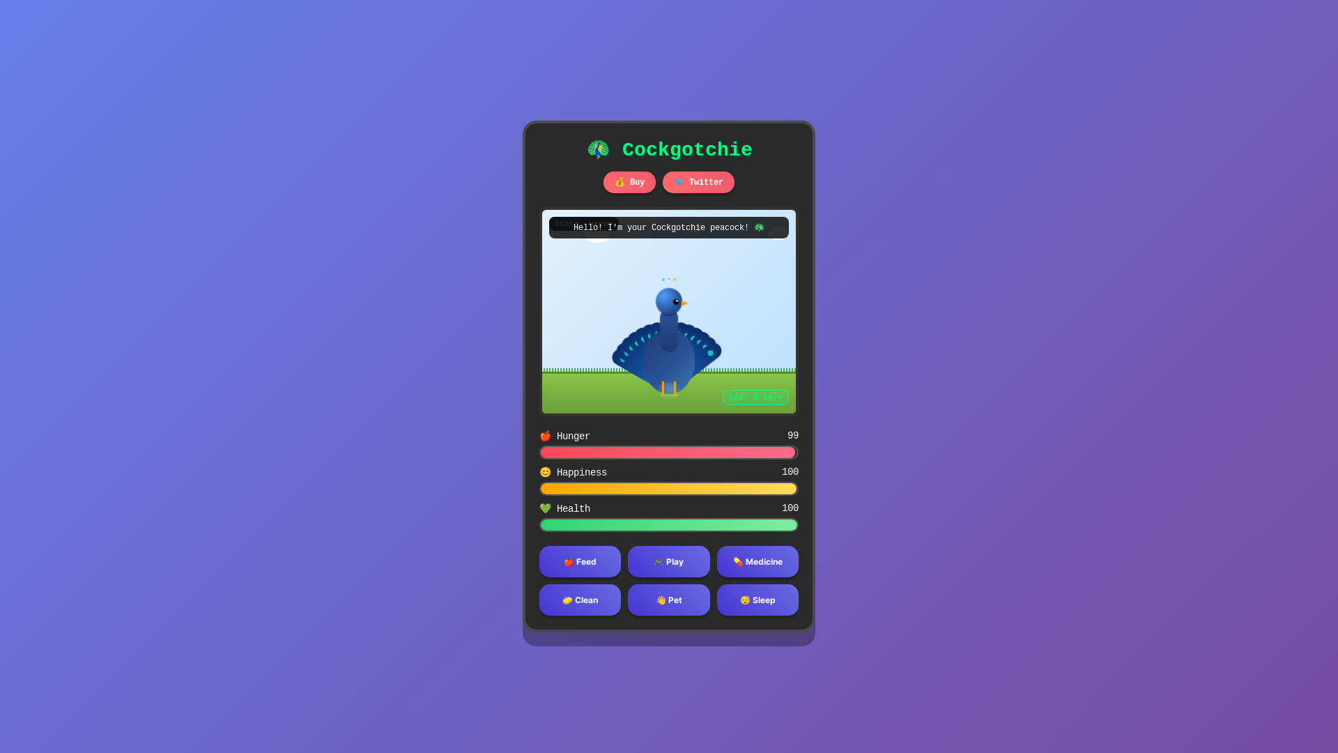 website screenshot of https://cockgotchi.xyz/