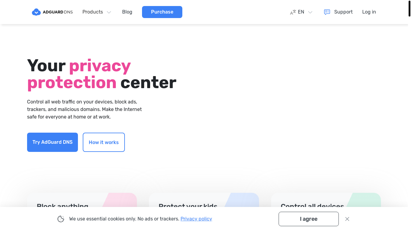 website screenshot of https://adguard-dns.io/