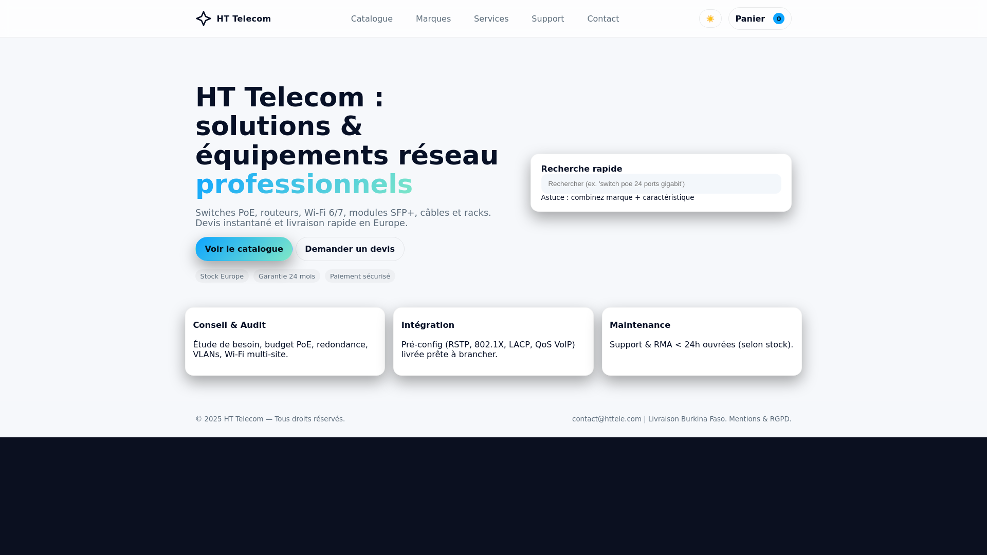 website screenshot of https://htelecom.io/