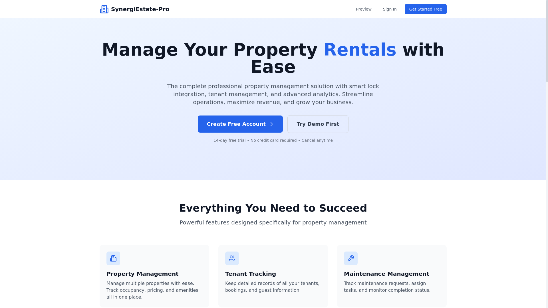 website screenshot of https://synergiestate.com/