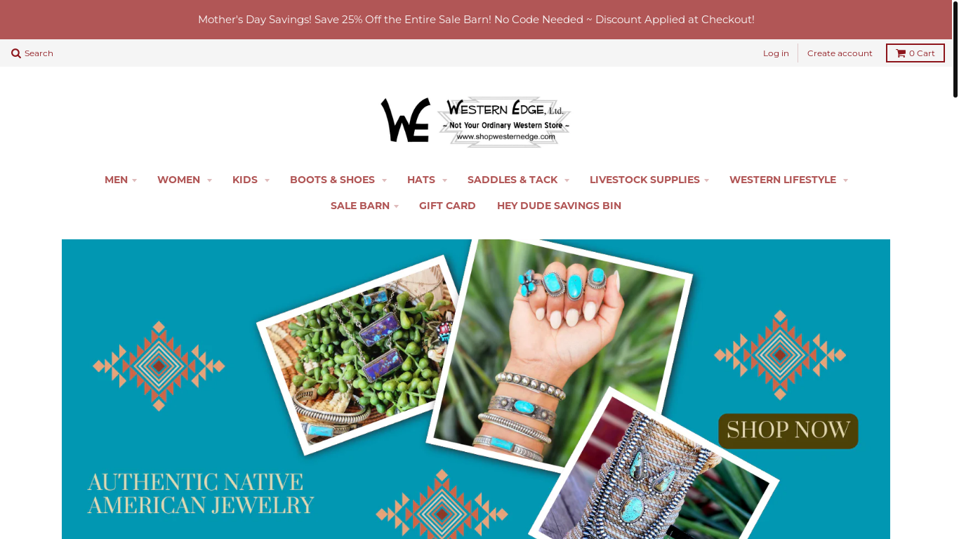 website screenshot of https://www.shopwesternedge.com/