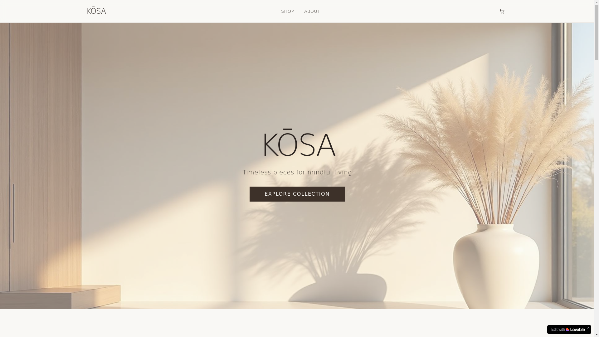 website screenshot of https://kosahandmade.com/