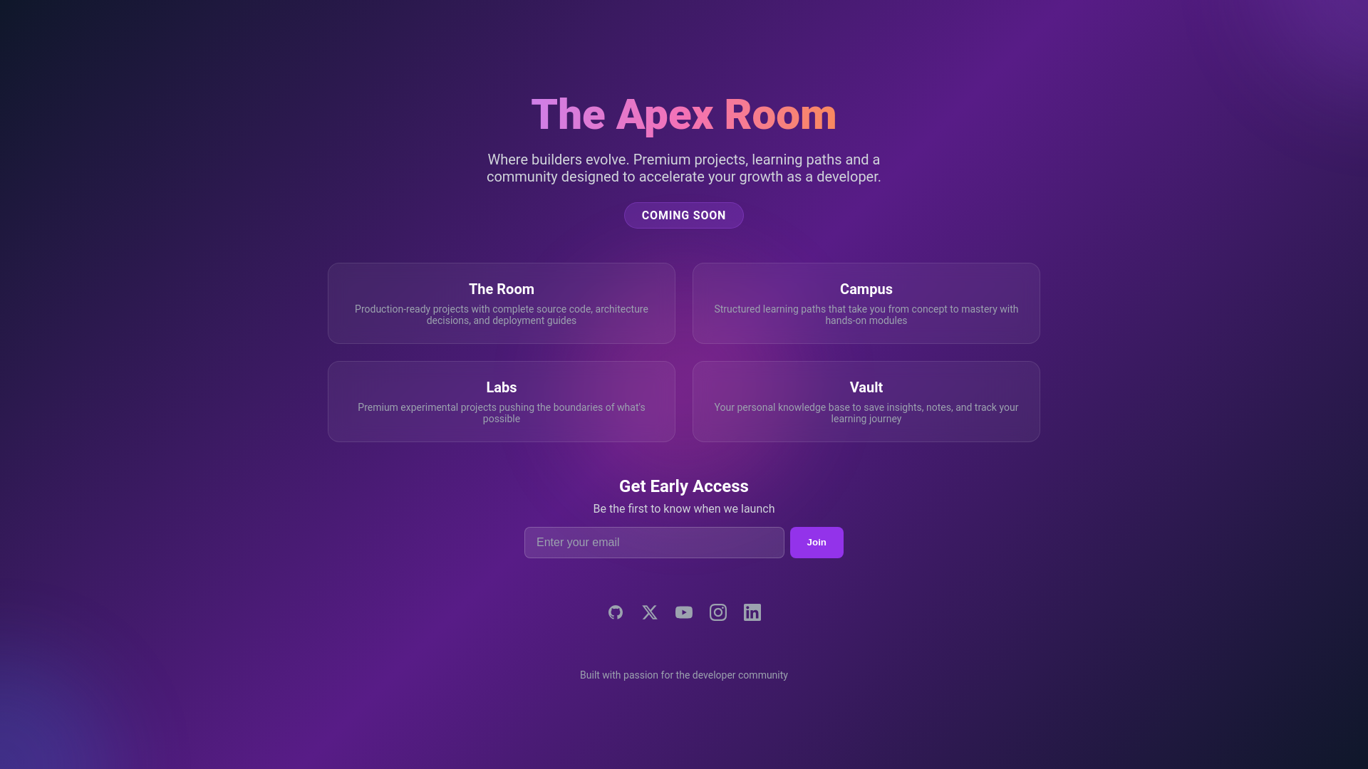 website screenshot of https://apexroom.io/