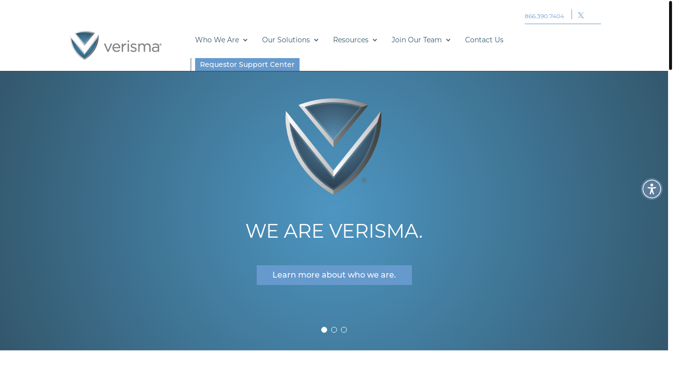 website screenshot of https://verisma.com/