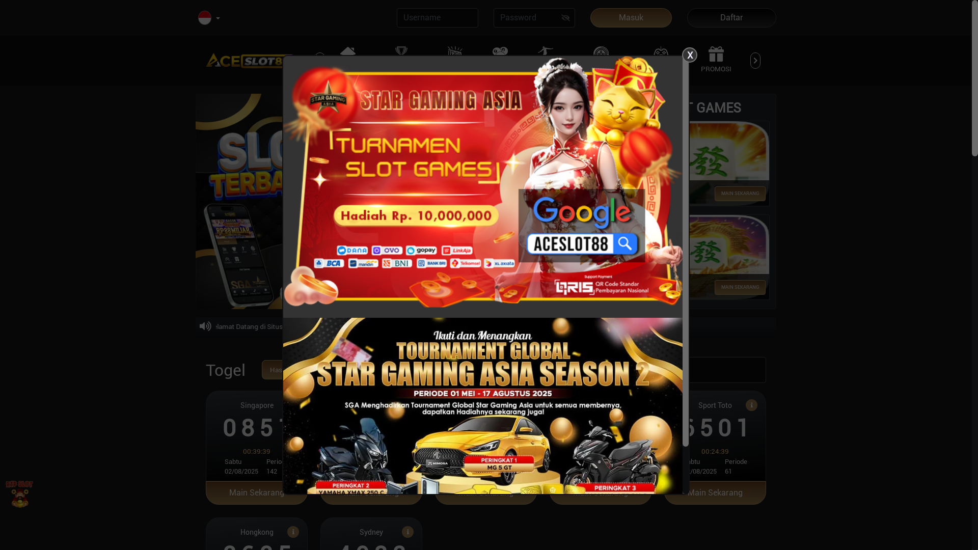 website screenshot of https://aceslot-88.online/