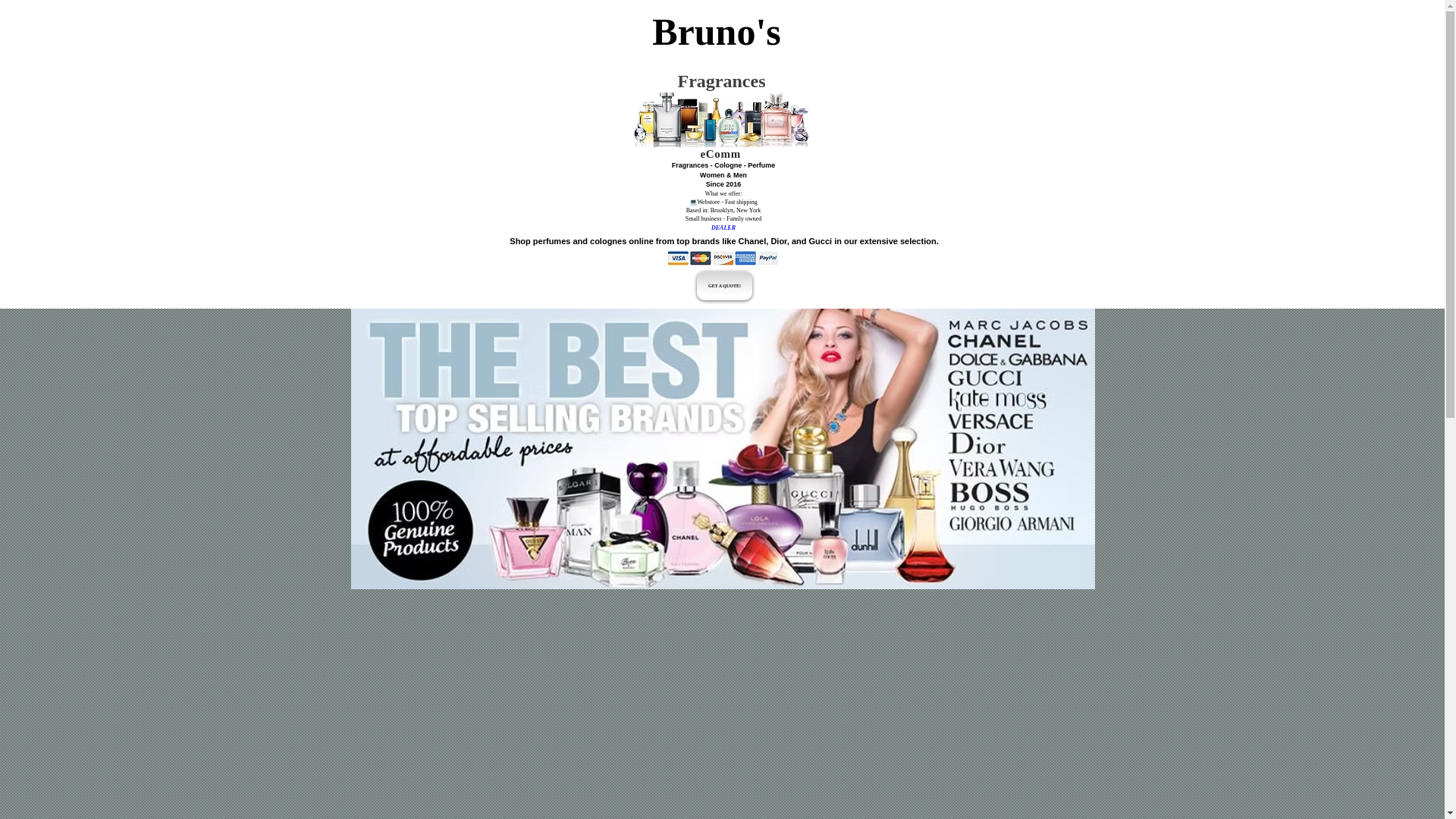 website screenshot of https://brunosfragrances.com/
