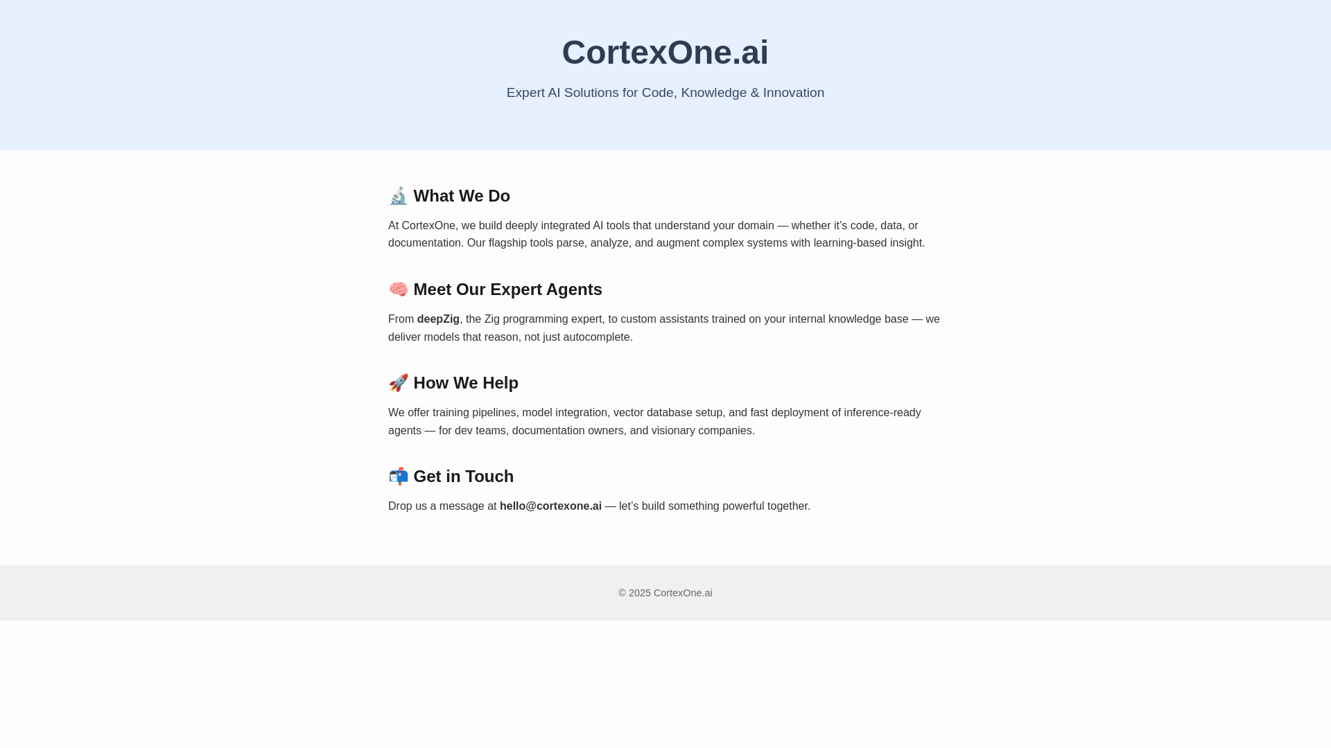 website screenshot of https://cortexone.ai/