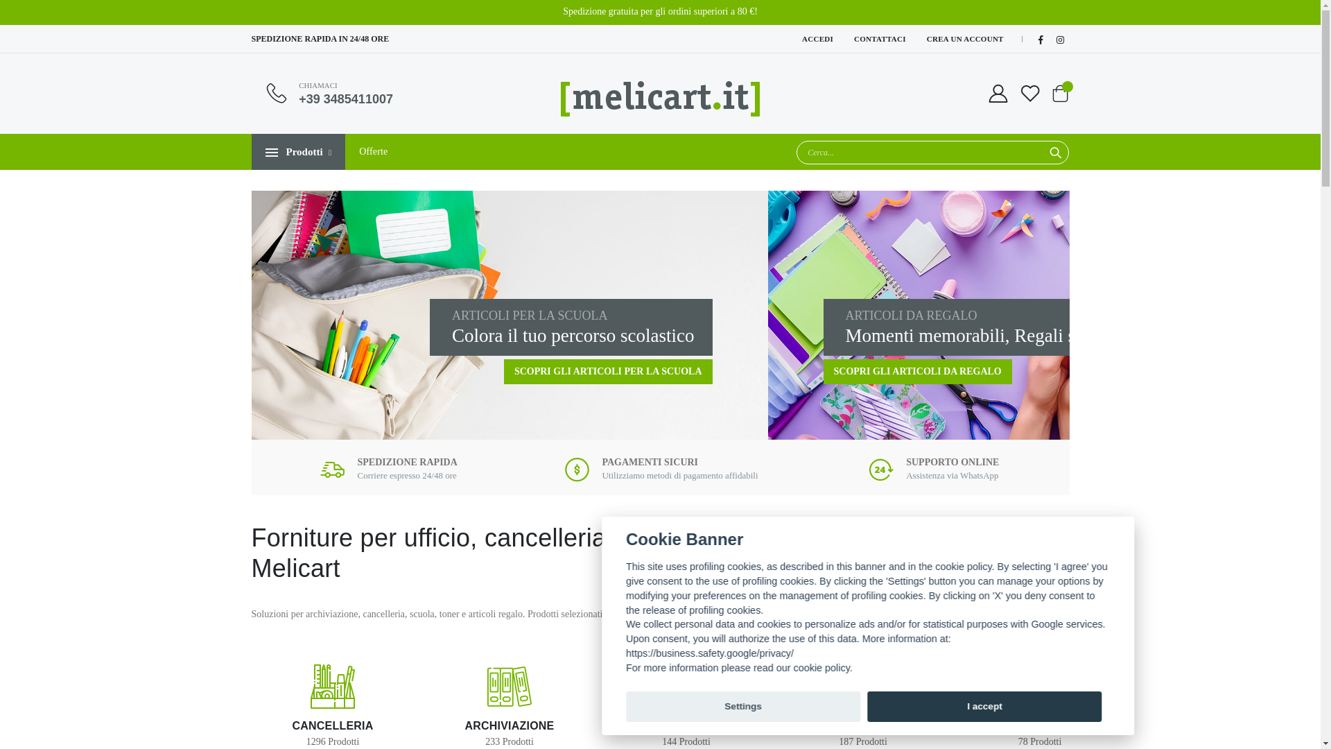 website screenshot of https://melicart.it