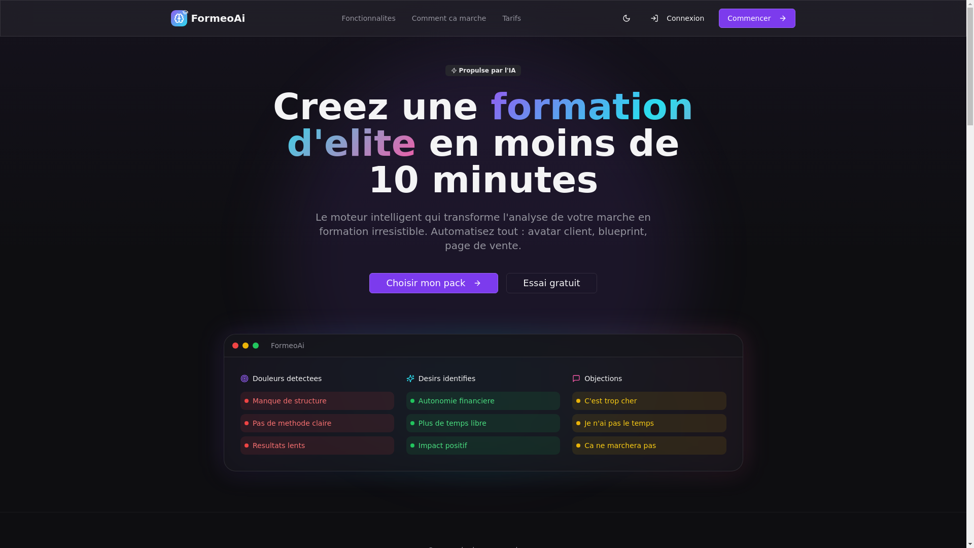 website screenshot of https://formeoai.com/