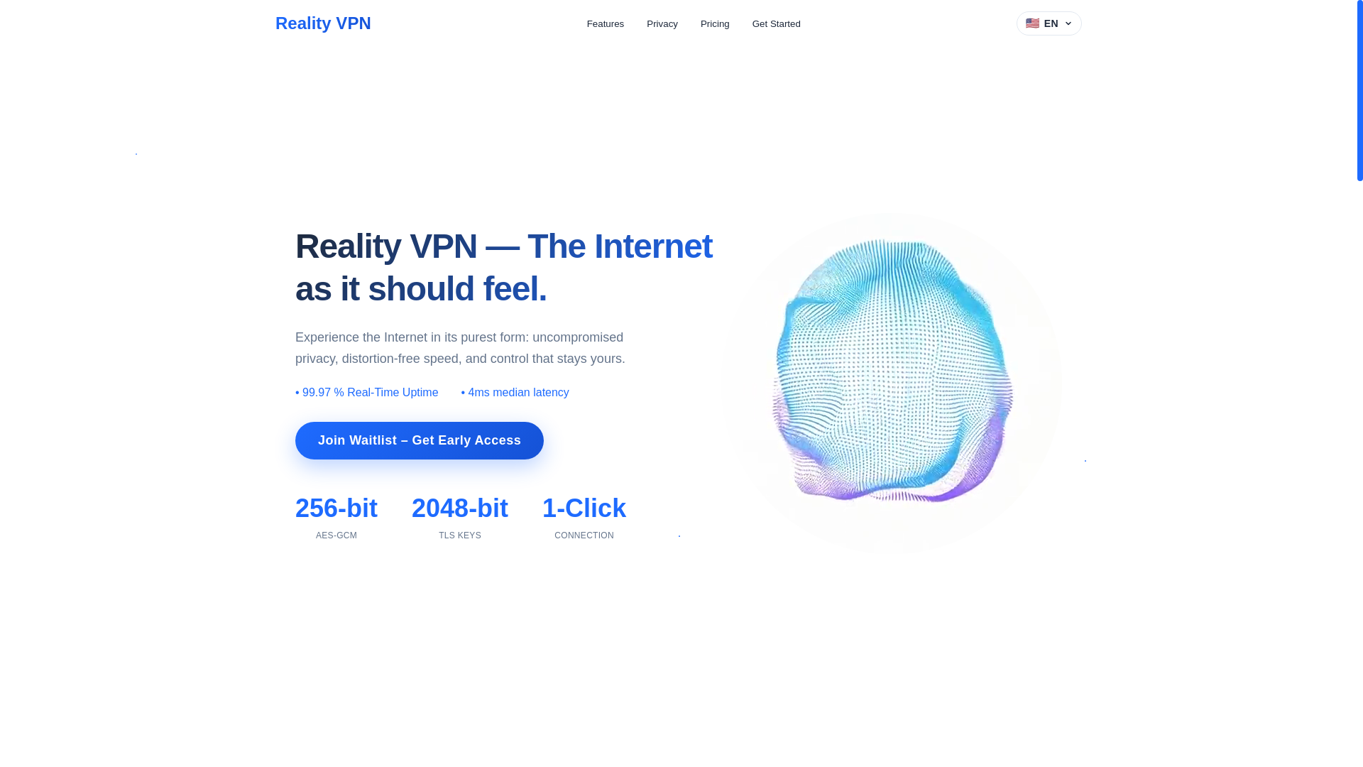 website screenshot of https://reality-vpn-landing.pages.dev/