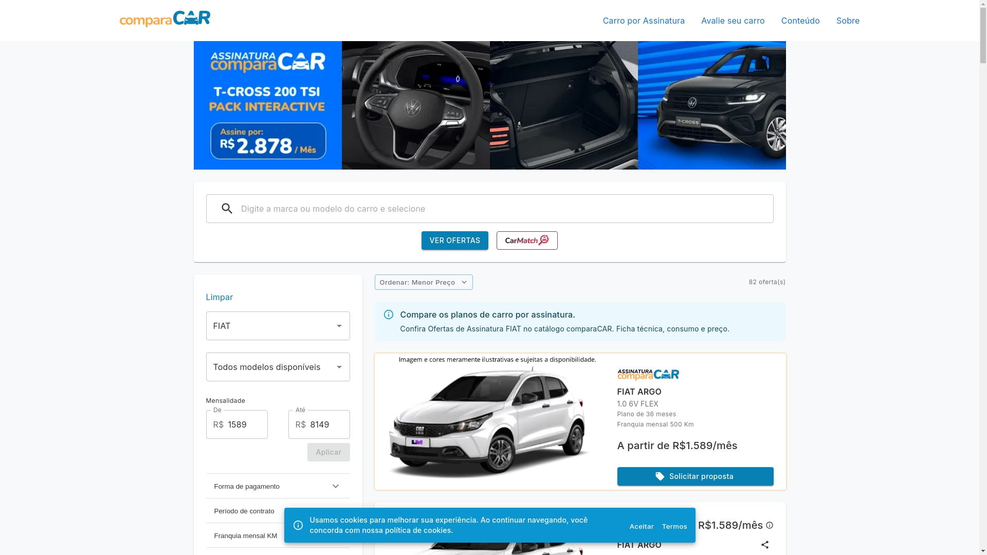 website screenshot of https://assinarfiat.com.br/
