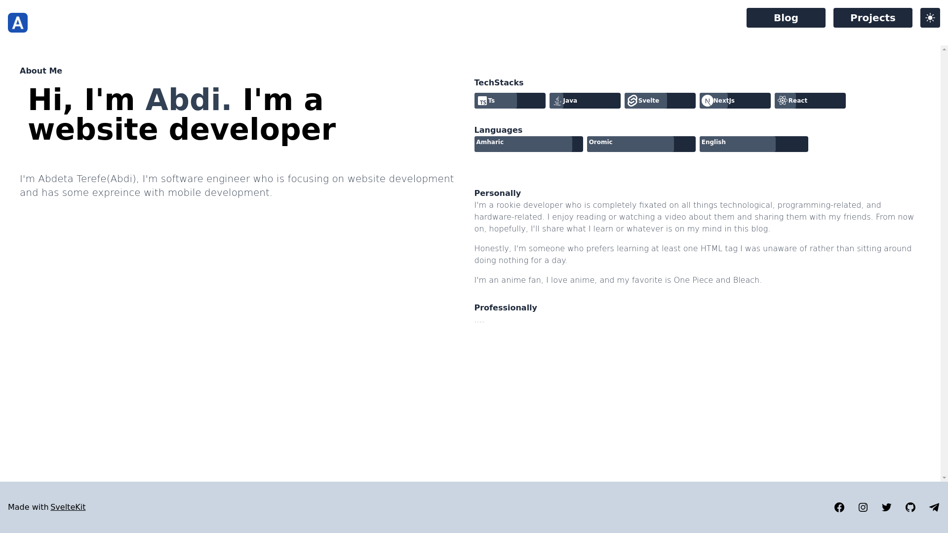 website screenshot of https://abdeta.dev/