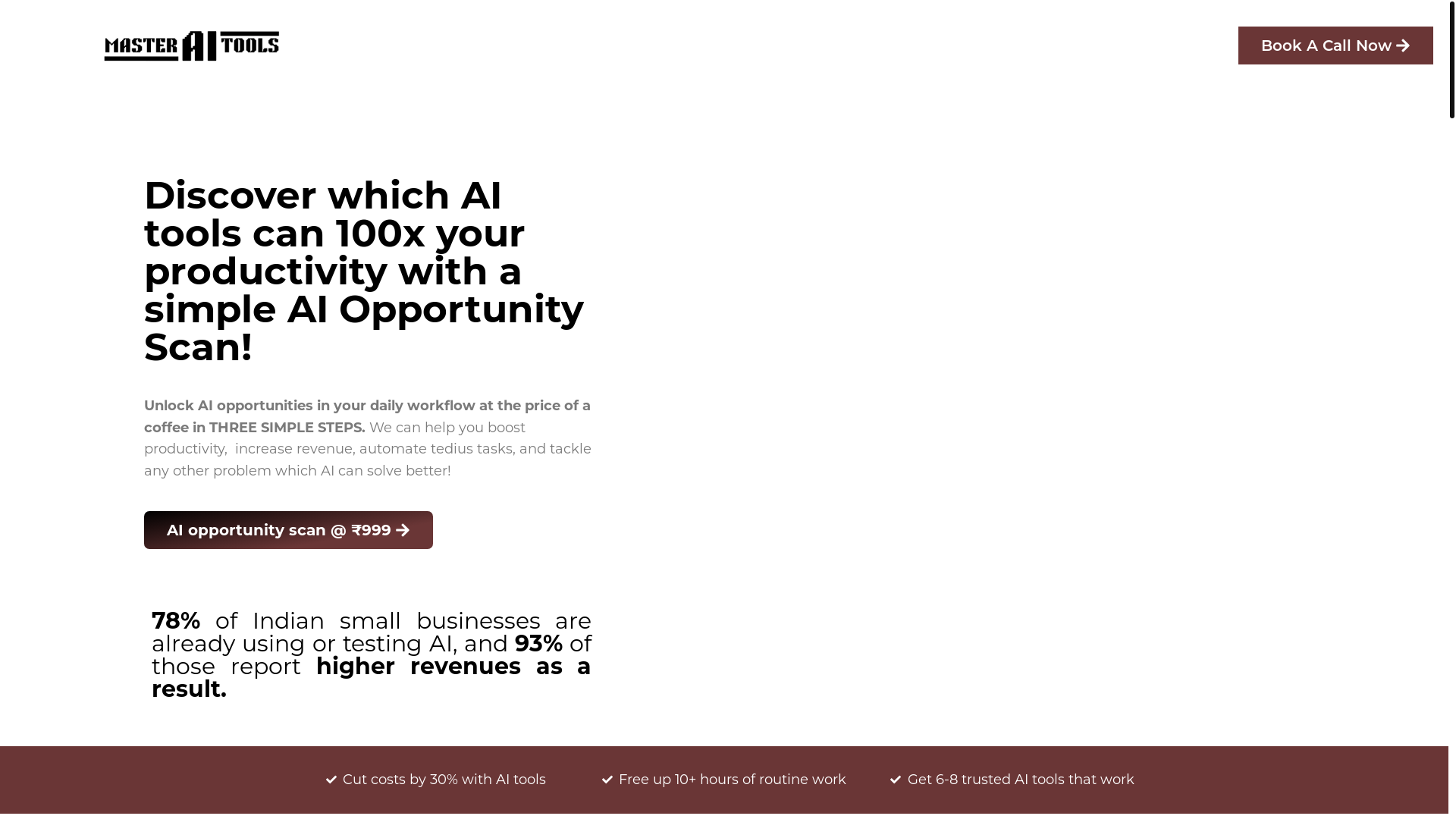 website screenshot of https://masteraitools.in/