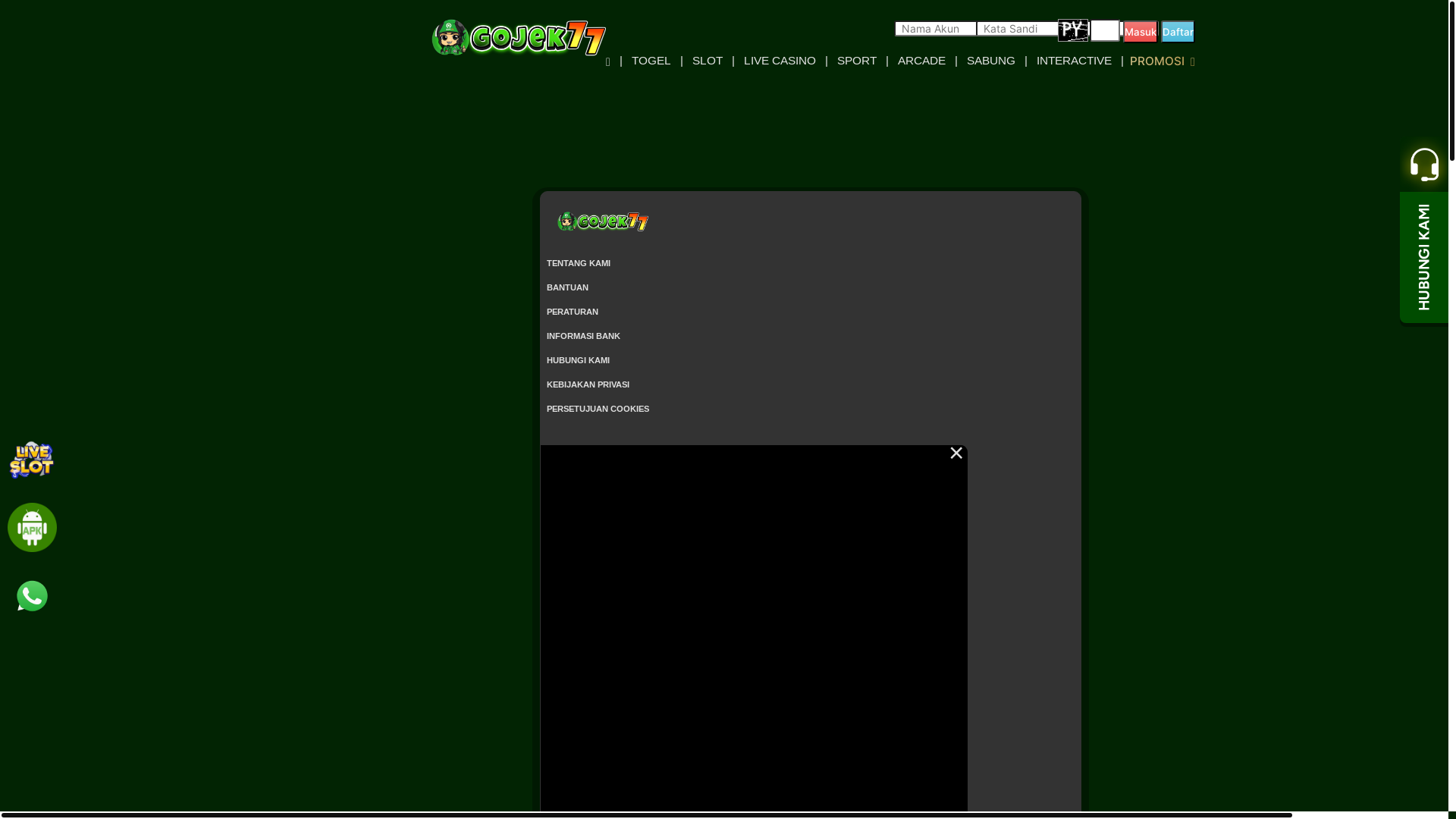 website screenshot of https://gojek77hati.com/