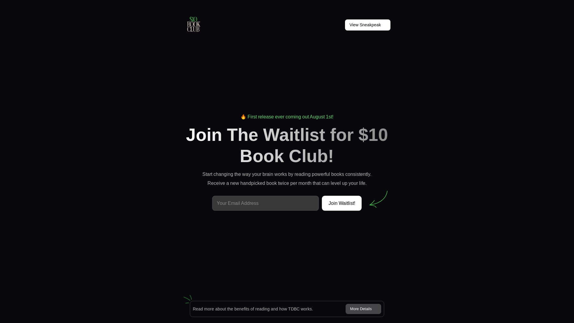 website screenshot of https://10dollarbookclub.com/