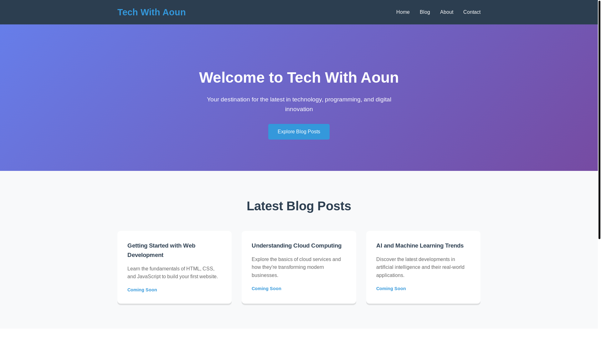 website screenshot of https://techwithaoun.com/