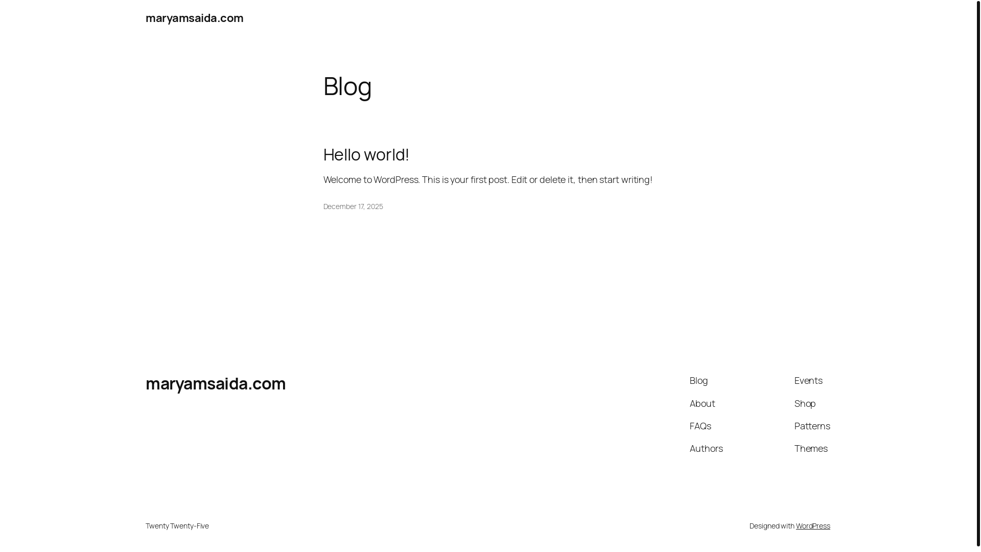 website screenshot of https://maryamsaida.com/
