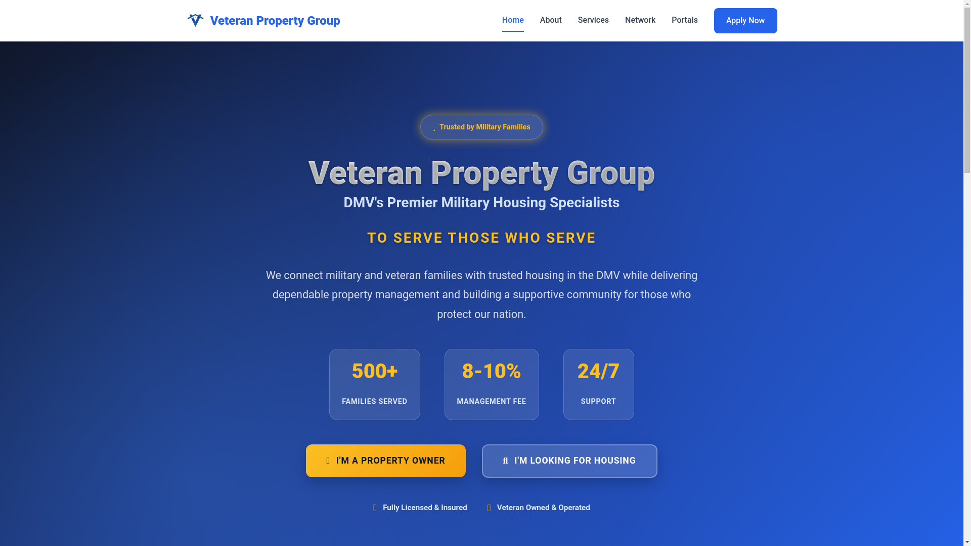 website screenshot of https://veteran-property-group.pages.dev/