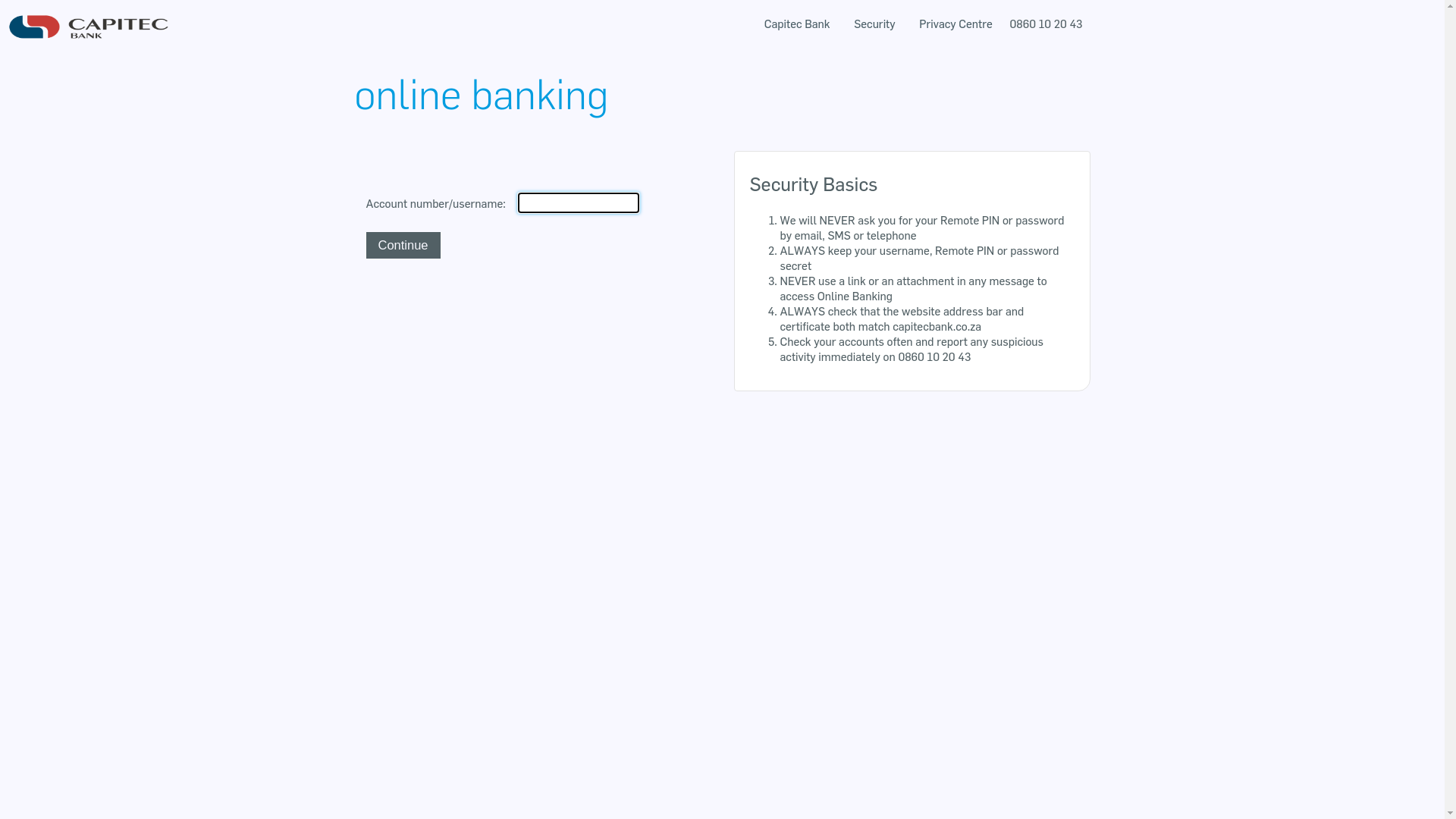 website screenshot of https://direct.capitecbank.co.za/