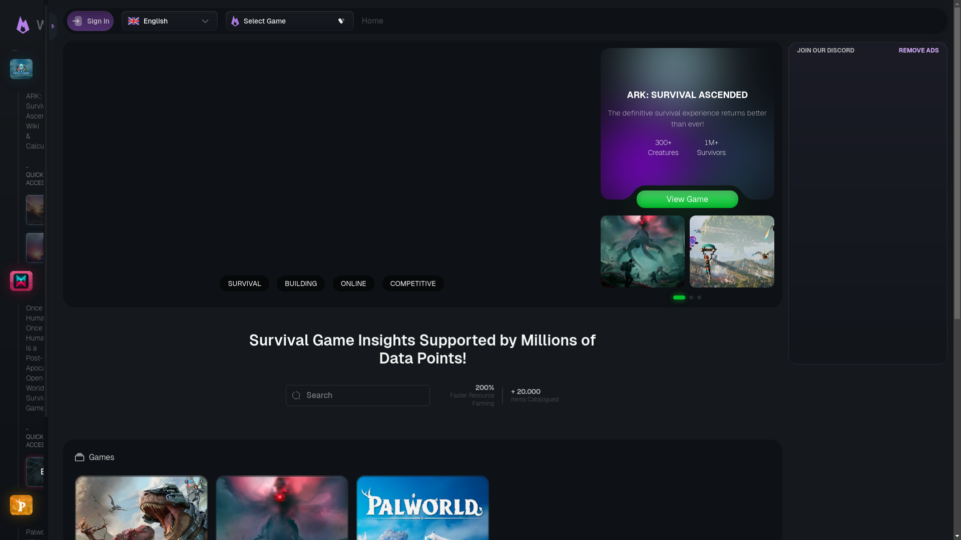 website screenshot of https://wikily.gg/