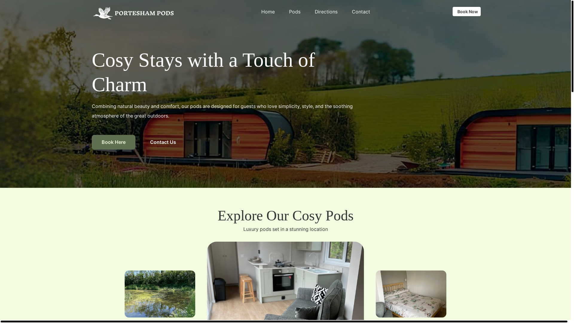 website screenshot of https://porteshampods.co.uk/