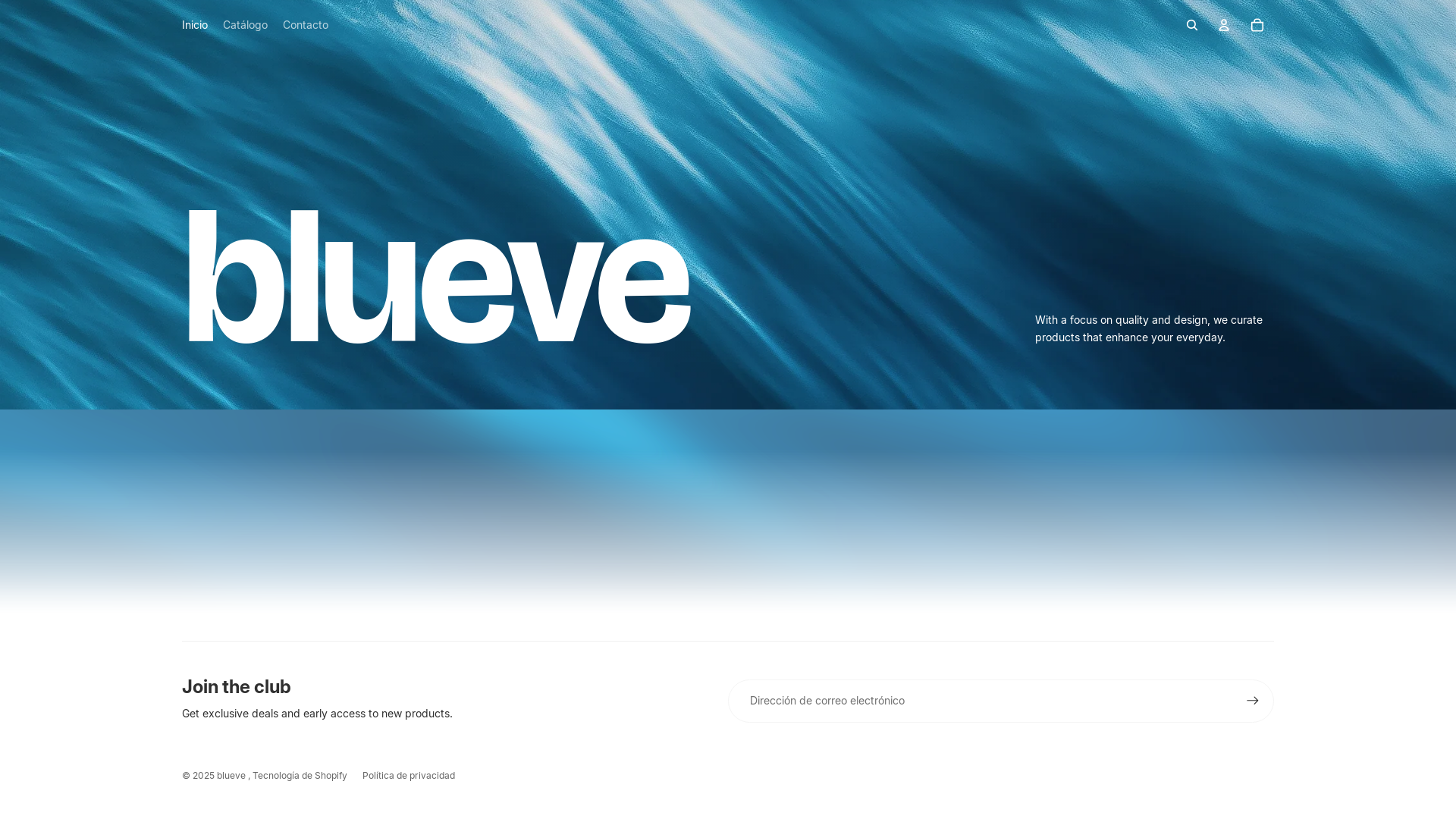 website screenshot of https://blueve.store/