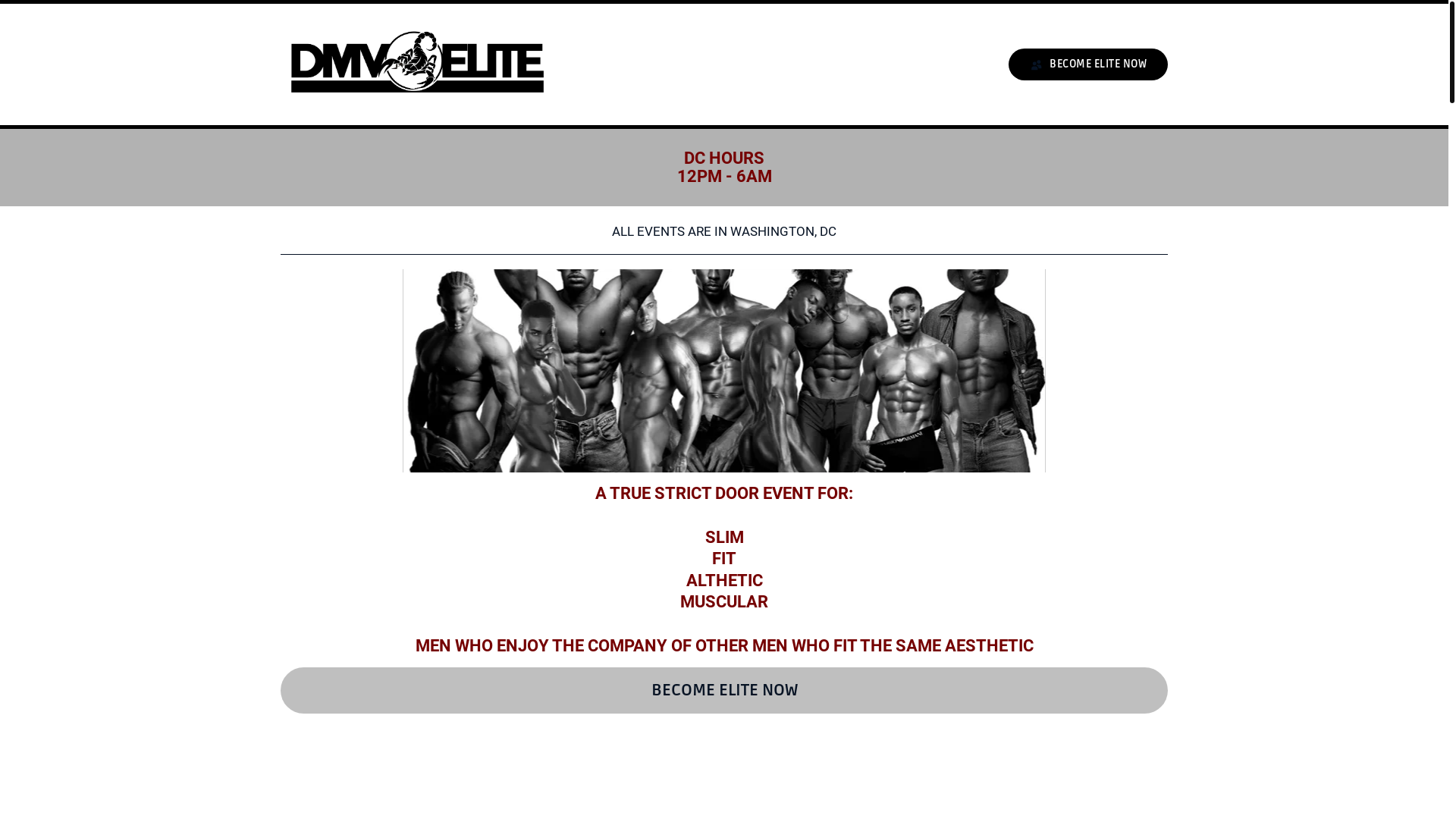 website screenshot of http://www.eliteeventsdc.com/