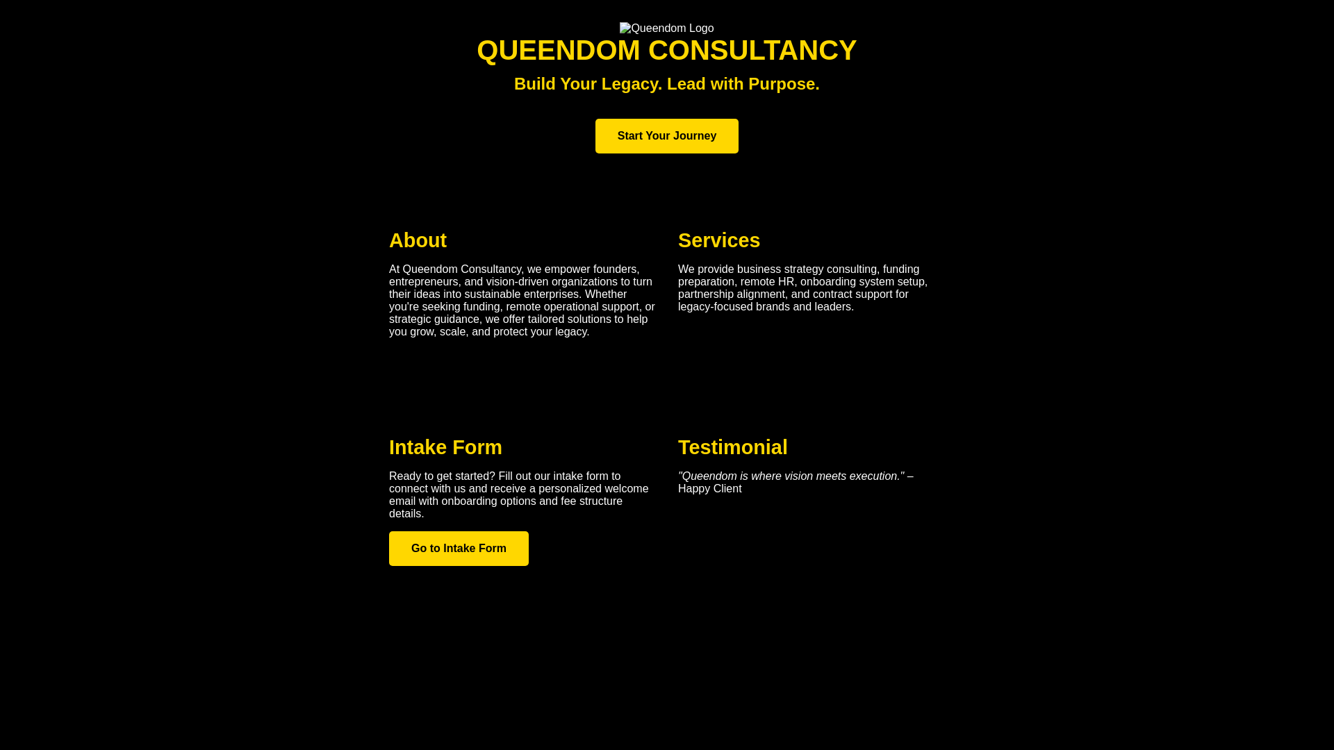 website screenshot of https://queendomconsultancy.com/
