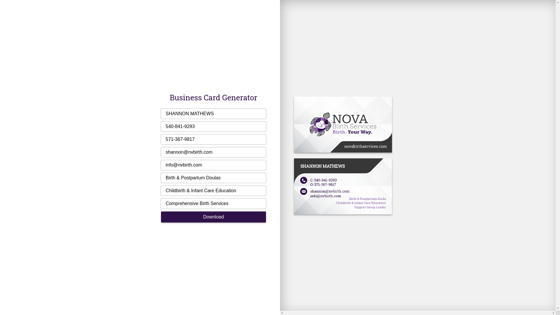 website screenshot of https://nova-birth-services.pages.dev/