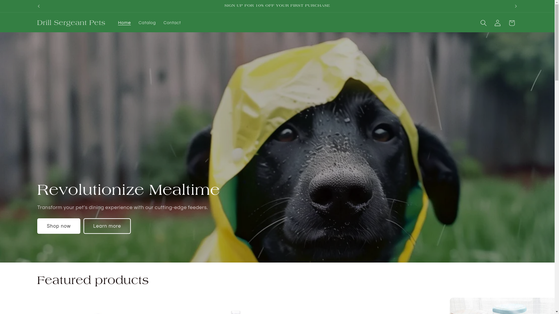 website screenshot of https://drillsergeantpets.shop/